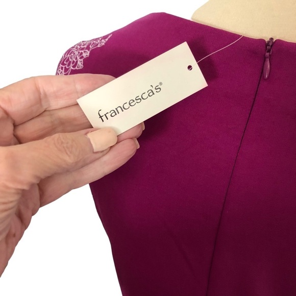 Francesca’s‎ Mi Ami Purple/White Embroidered Sleeveless Skater Dress. Size Med. - Picture 7 of 16